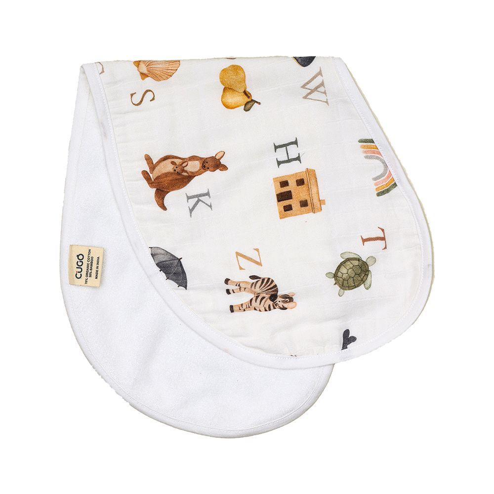 Bamboo Cotton Muslin Burp Cloth - Alphabet