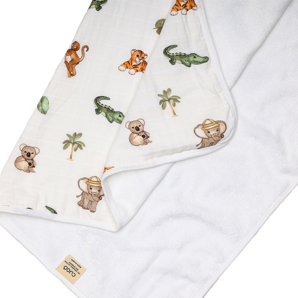 Bamboo Cotton Hooded Towel - Animal Kingdom