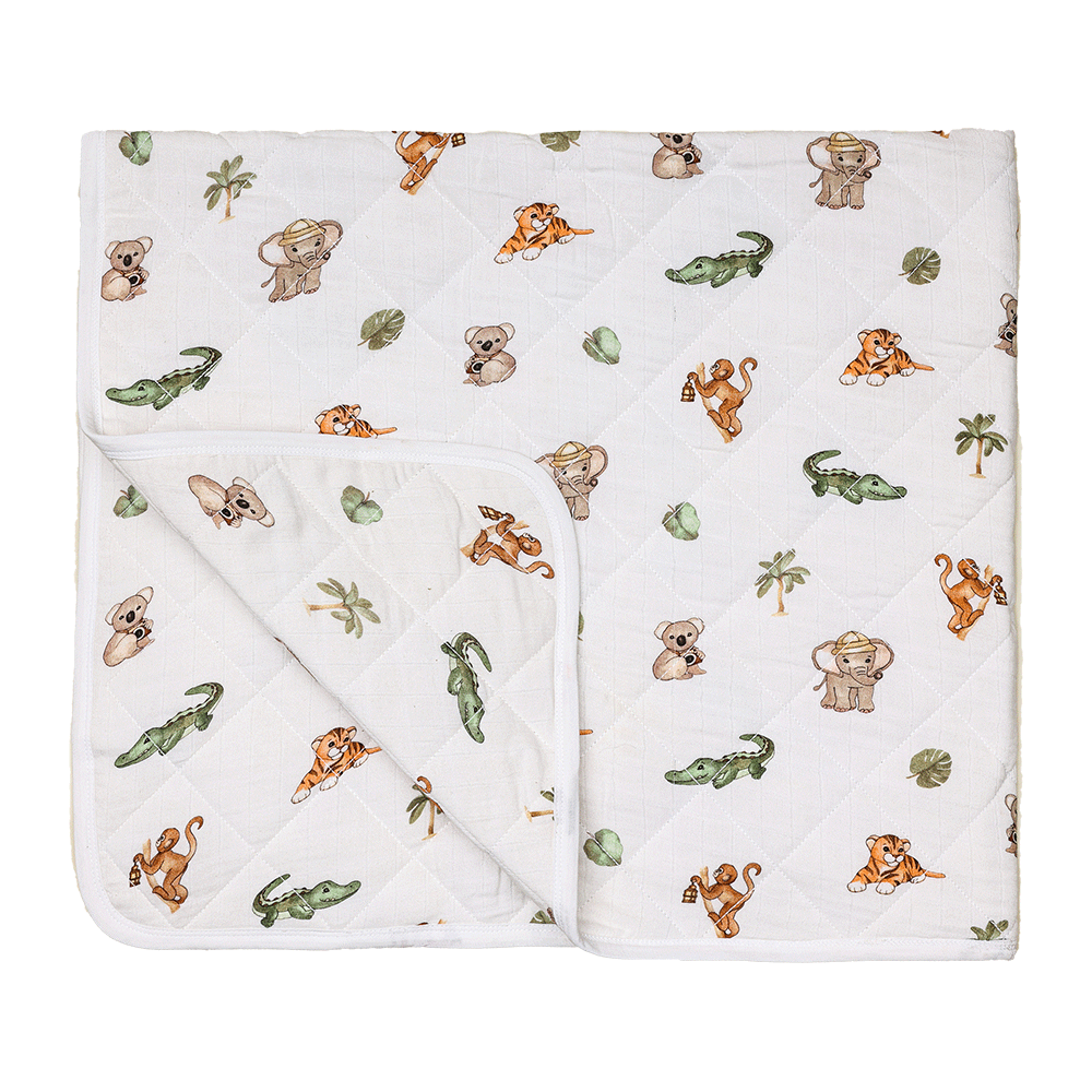 Bamboo Cotton Muslin Doona Blanket - Animal Kingdom