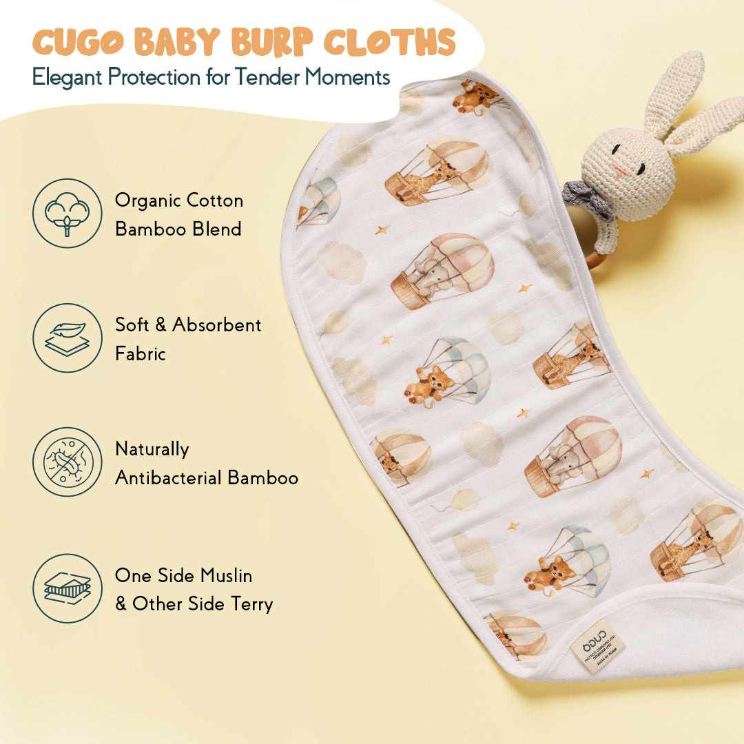 Bamboo Cotton Muslin Burp Cloth - Hot Air Balloon