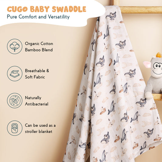 Bamboo Cotton Muslin Swaddle - Dreamy Whale