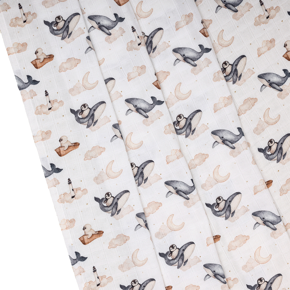 Bamboo Cotton Muslin Swaddle - Dreamy Whale