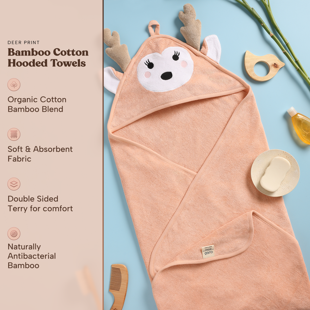 Bamboo Cotton Hooded Towel - Deer