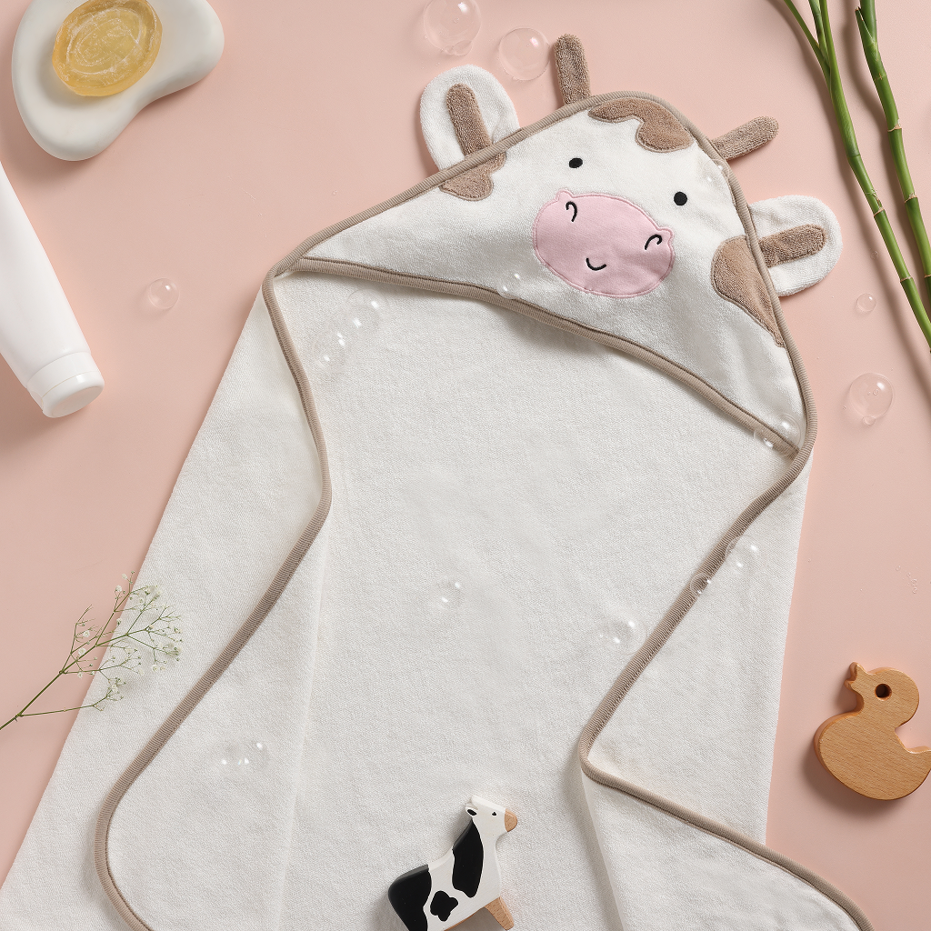 Bamboo Cotton Hooded Towel - Cow