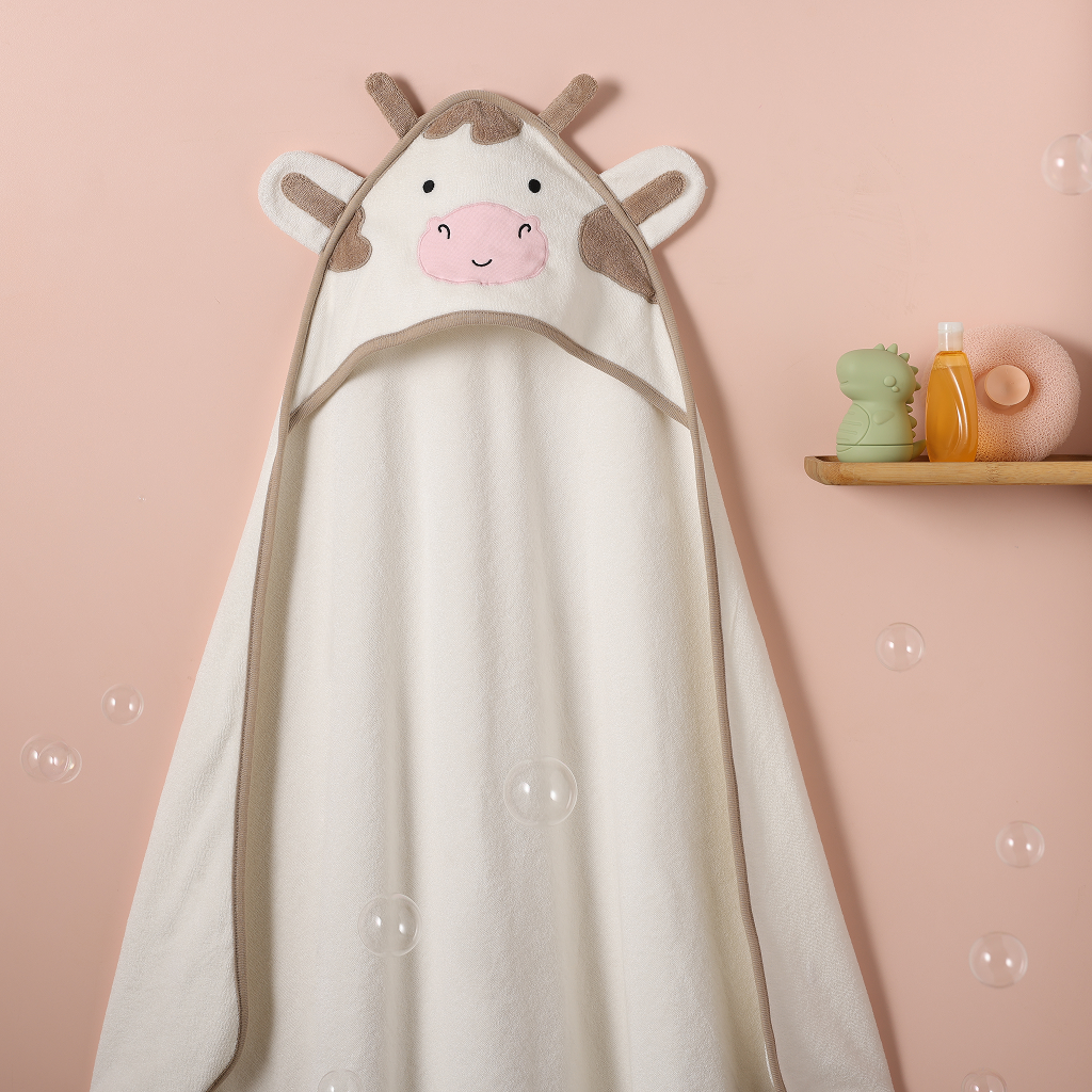 Bamboo Cotton Hooded Towel - Cow