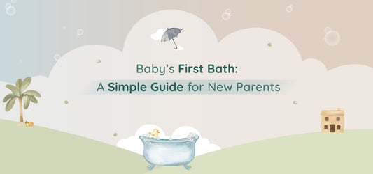 New parents preparing for their baby's first bath with a step-by-step guide, ensuring safety and comfort during the experience.