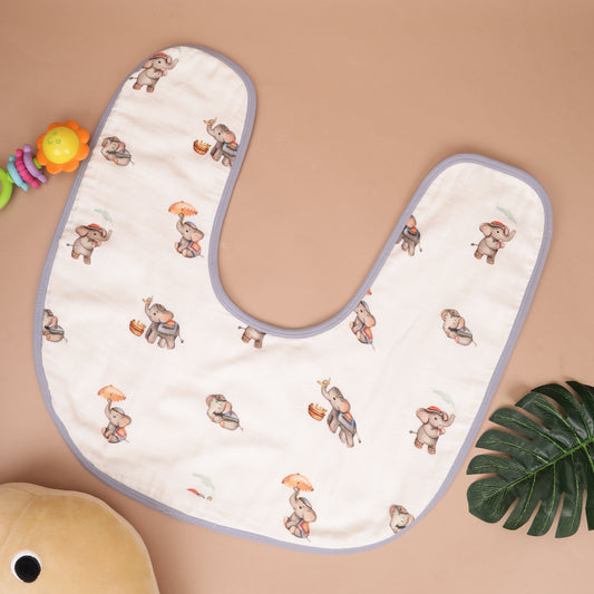 Double Shoulder Burp Cloth - Royal Little Elephants