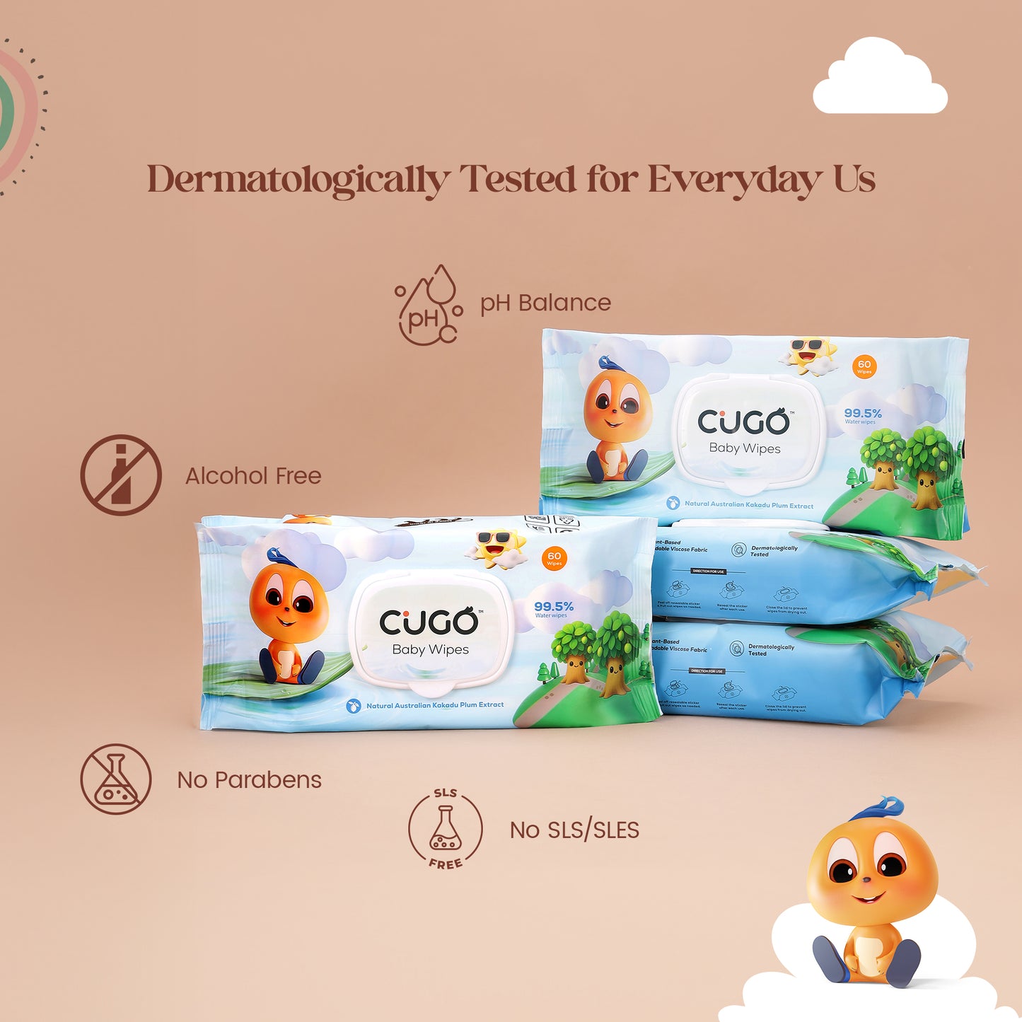 99.5% Water Wipes with Australian Kakadu Plum