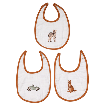 Bamboo Cotton Muslin Bibs - Alphabet (Pack of 3)