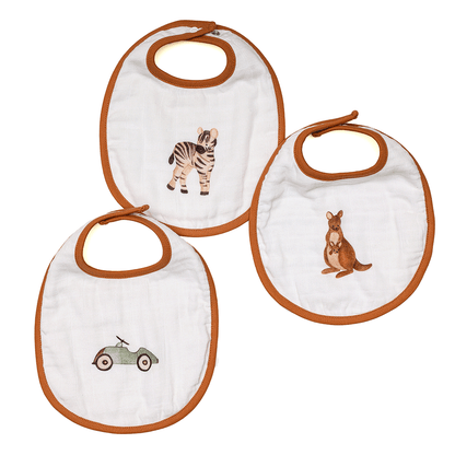 Bamboo Cotton Muslin Bibs - Alphabet (Pack of 3)