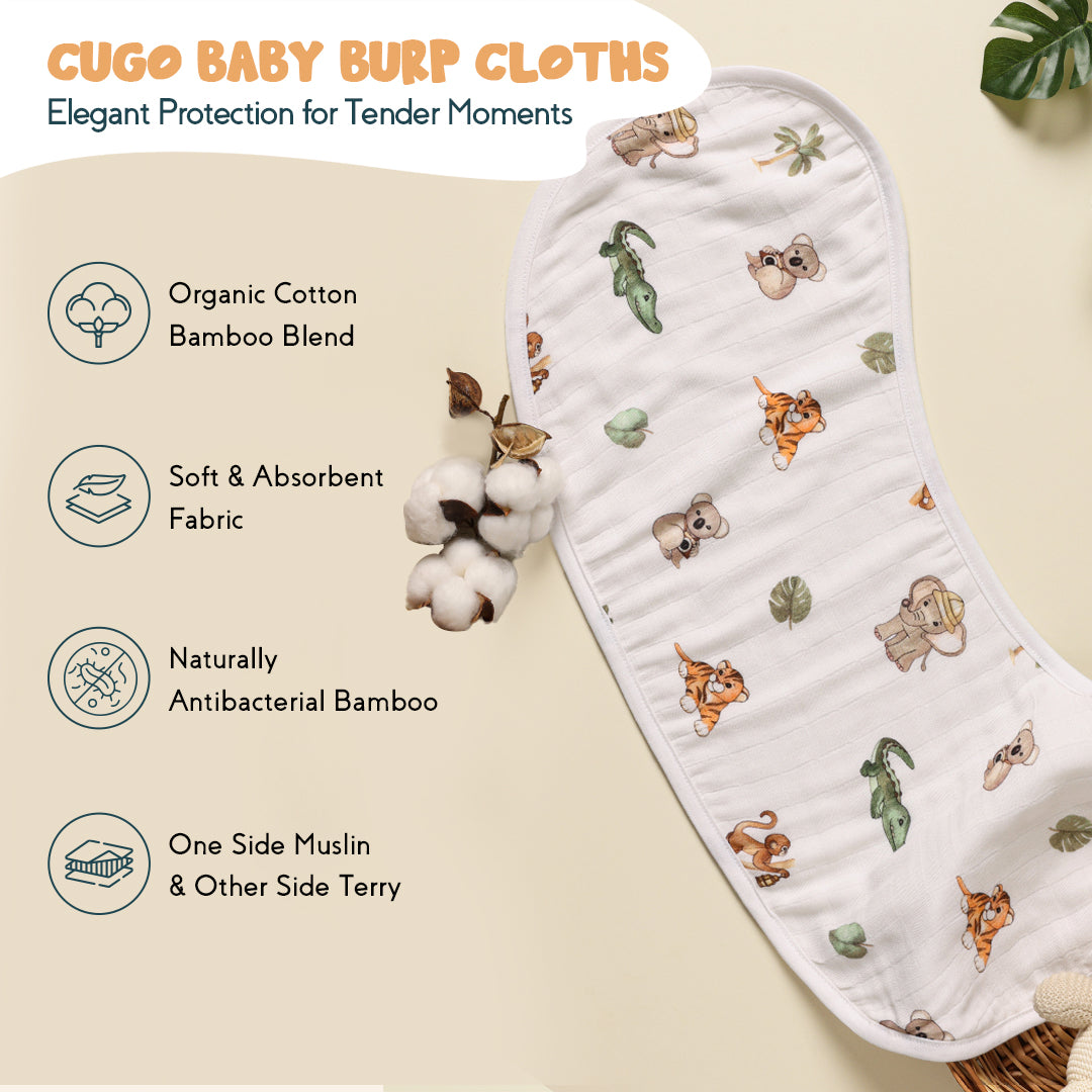 Bamboo Cotton Muslin Burp Cloth - Animal Kingdom