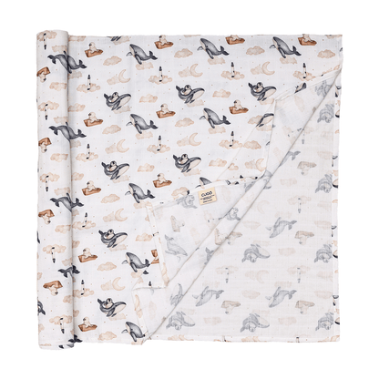 Bamboo Cotton Muslin Swaddle - Dreamy Whale