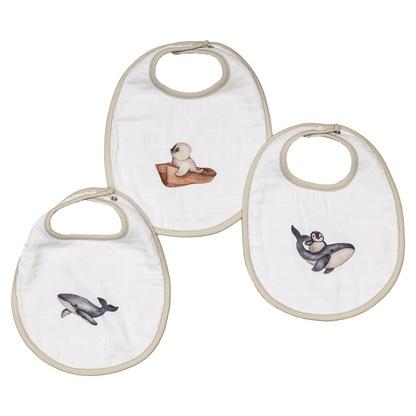 Bamboo Cotton Muslin Bibs - Dreamy whale (Pack of 3)