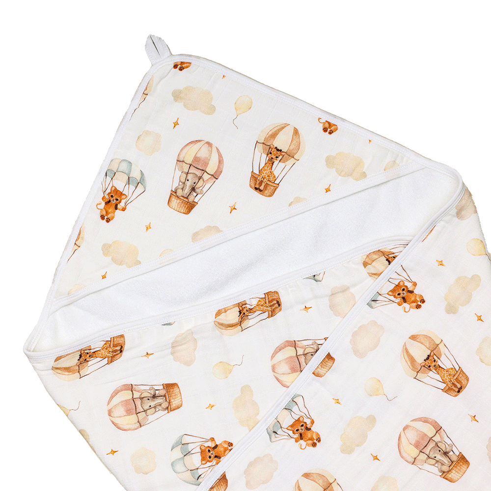 Bamboo Cotton Hooded Towel - Hot Air Balloon