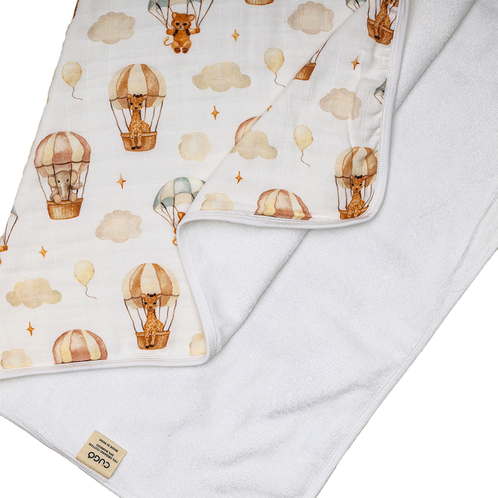 Bamboo Cotton Hooded Towel - Hot Air Balloon