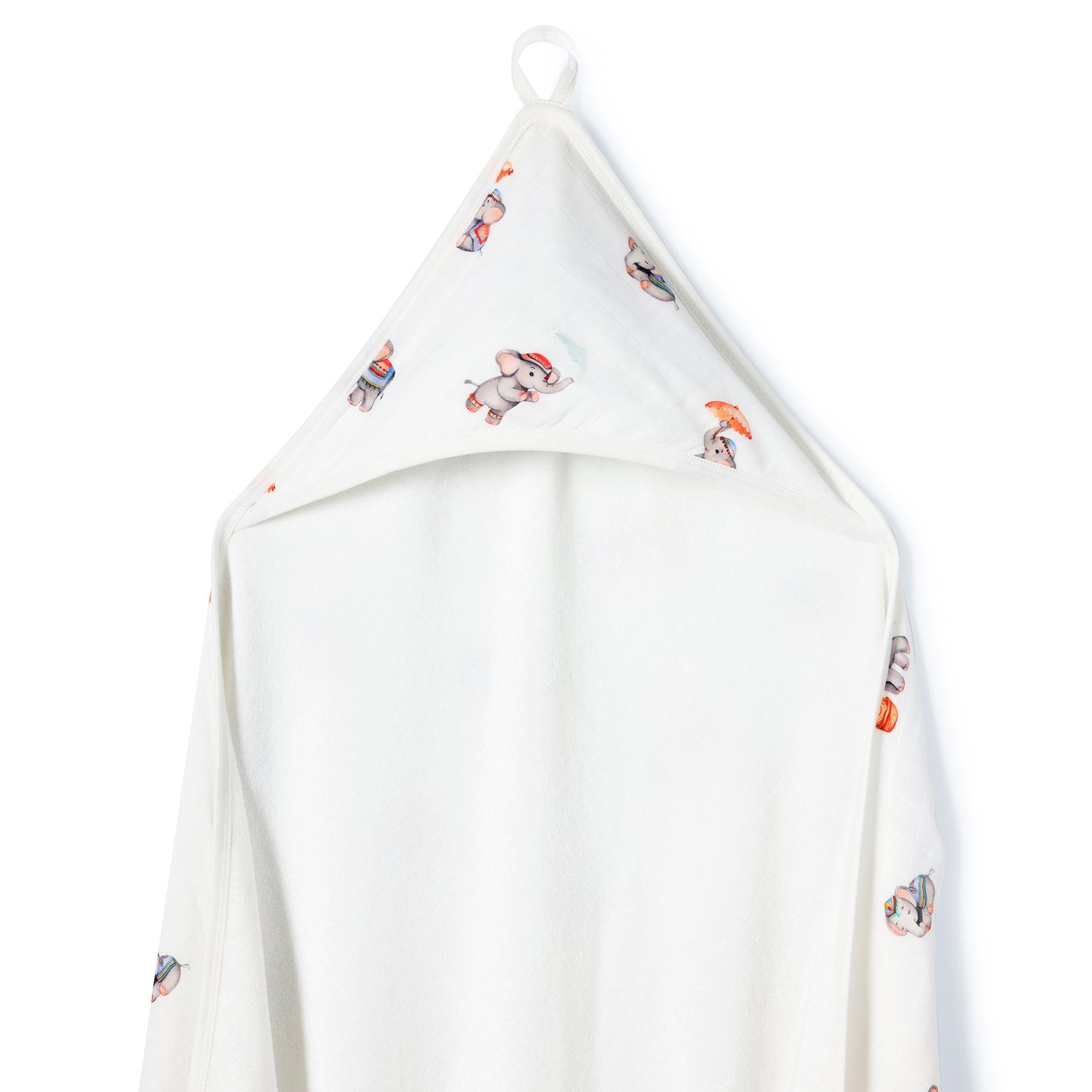 Bamboo Cotton Hooded Towel - Royal Little Elephants