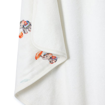 Bamboo Cotton Hooded Towel - Royal Little Elephants