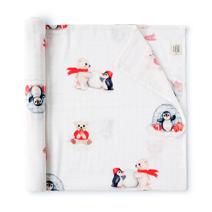 Bamboo Cotton Muslin Swaddle - Arctic Dreams