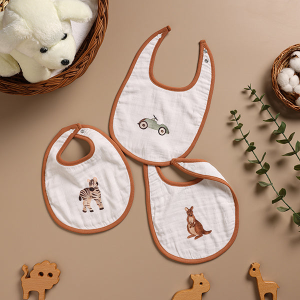 Bamboo Cotton Muslin Bibs - Alphabet (Pack of 3)