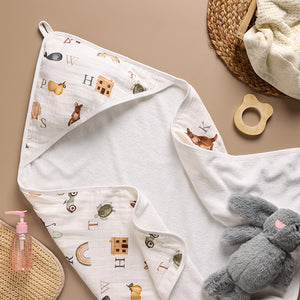 Bamboo Cotton Hooded Towel - Alphabet
