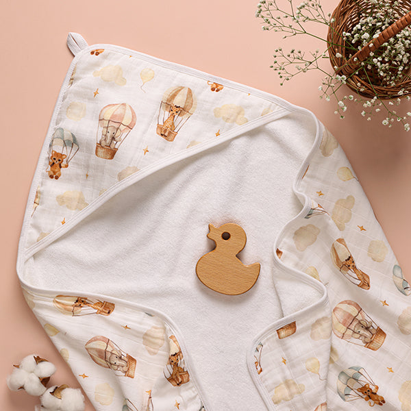 Bamboo Cotton Hooded Towel - Hot Air Balloon