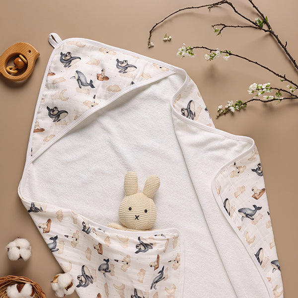 Bamboo Cotton Hooded Towel - Dreamy Whale