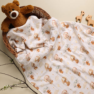Bamboo Cotton Muslin Swaddle - Hot Air Balloon