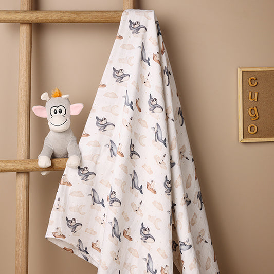 Bamboo Cotton Muslin Swaddle - Dreamy Whale