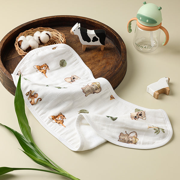 Bamboo Cotton Muslin Burp Cloth - Animal Kingdom