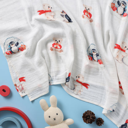 Bamboo Cotton Muslin Swaddle - Arctic Dreams