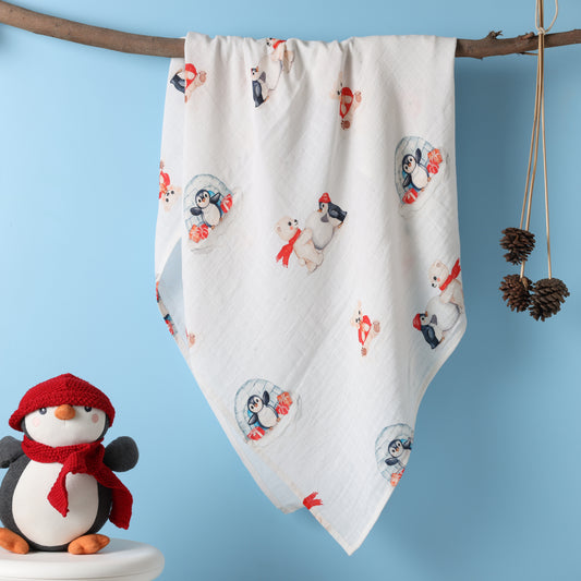 Bamboo Cotton Muslin Swaddle - Arctic Dreams