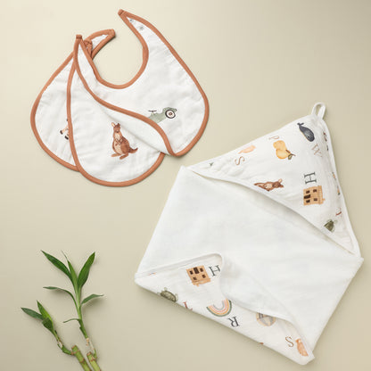 Cugo Cozy Duo: Hooded Towel & Bibs Set