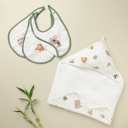 Cugo Cozy Duo: Hooded Towel & Bibs Set